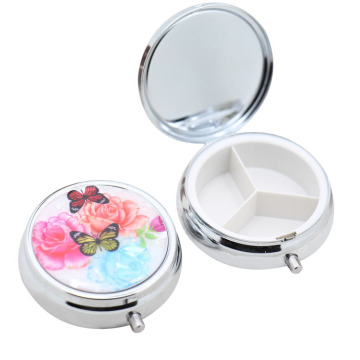 Fashion Plastic Round Pillbox, Portable Pill Box